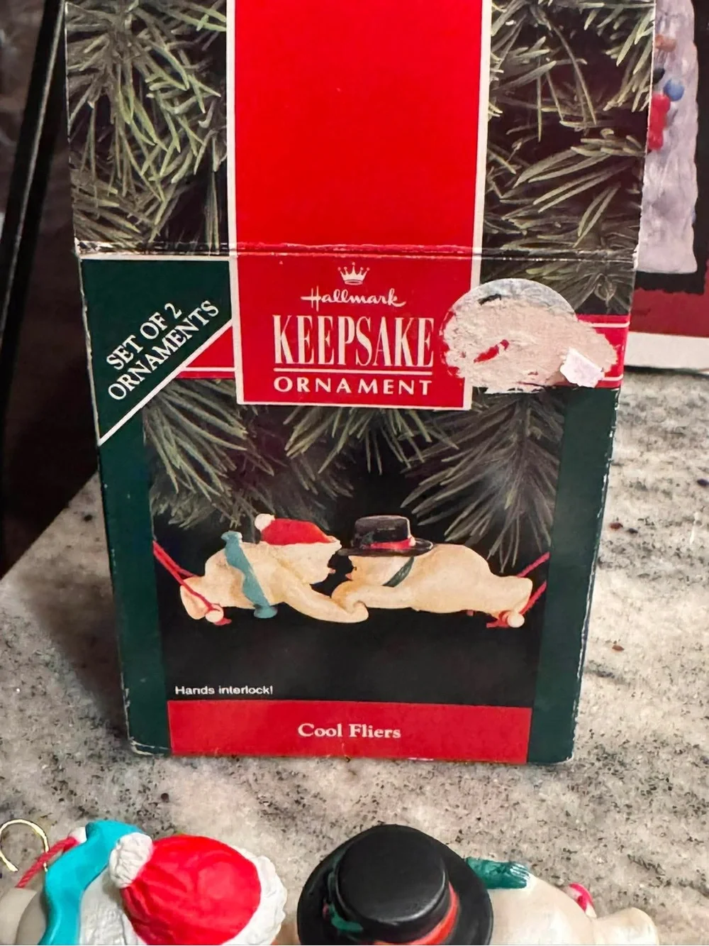 1992 vintage Hallmark Cool Fliers Ornament Set - Red, Black, Teal Accents